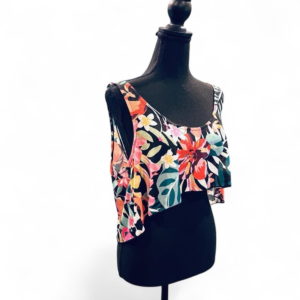 Hurley Crop Top Tropical Print Flower Top Size Large